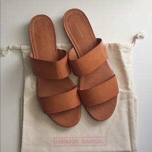 Mansur Gavriel Leather Double-Strap Slide Sandal